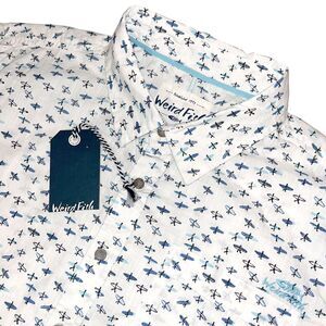 WEIRD FISH Men's Elm Short Sleeve Button Up‎ XL Marshmallow NEW